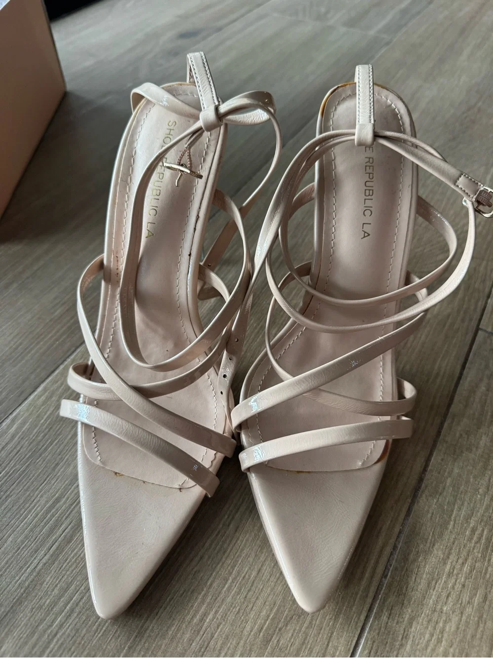 NWOT Republic LA Nude Strappy Clear Stiletto Heels
